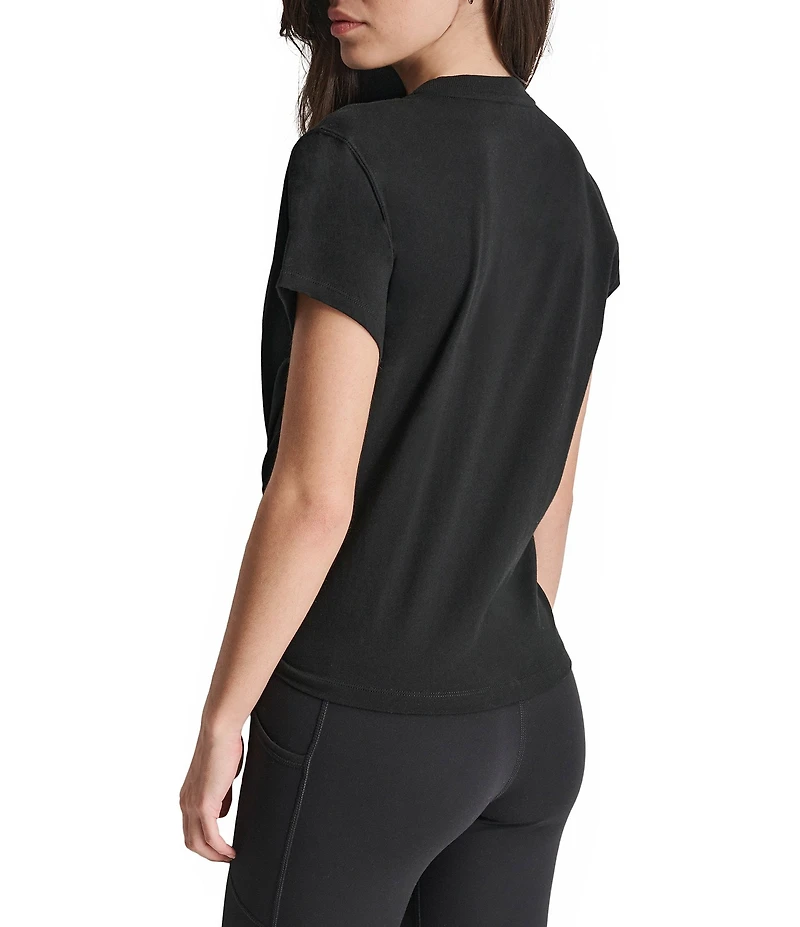DKNY by Donna Karan Crew Neck Short Sleeve Knot Front Tee Shirt