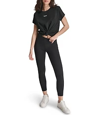 DKNY by Donna Karan Crew Neck Short Sleeve Knot Front Tee Shirt