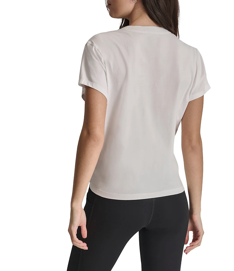DKNY by Donna Karan Crew Neck Short Sleeve Knot Front Tee Shirt