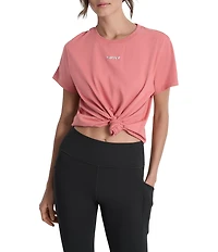DKNY by Donna Karan Crew Neck Short Sleeve Knot Front Tee Shirt