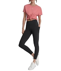 DKNY by Donna Karan Crew Neck Short Sleeve Knot Front Tee Shirt