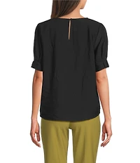 DKNY by Donna Karan Crinkle Roll Short Sleeve Crew Neck Top
