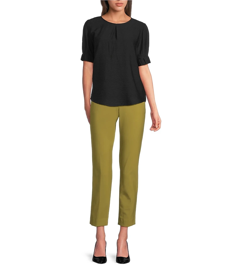 DKNY by Donna Karan Crinkle Roll Short Sleeve Crew Neck Top