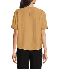 DKNY by Donna Karan Crinkle Roll Short Sleeve Crew Neck Top