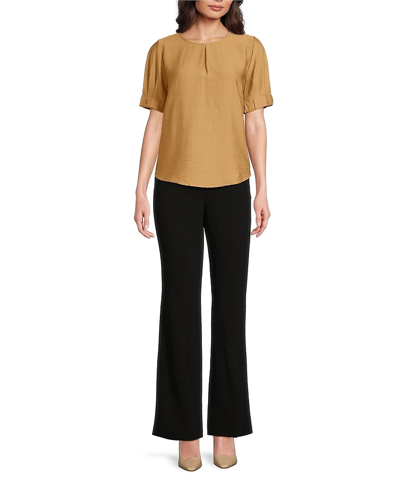 DKNY by Donna Karan Crinkle Roll Short Sleeve Crew Neck Top