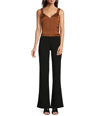 DKNY by Donna Karan High Rise Wide Leg Front Pocket Pants