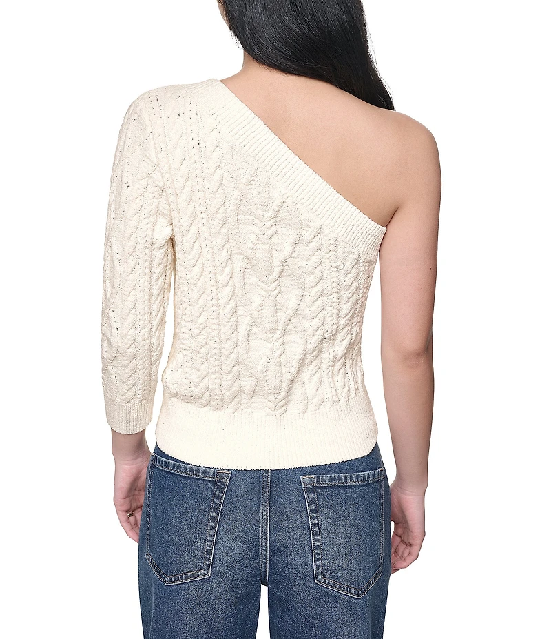 DKNY Jeans by Donna Karan Cable Sweater One Shoulder Long Sleeve Top