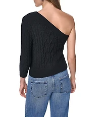 DKNY Jeans by Donna Karan Cable Sweater One Shoulder Long Sleeve Top