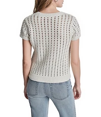DKNY Jeans by Donna Karan Chunky Pointelle Crew Neck Short Sleeve Top