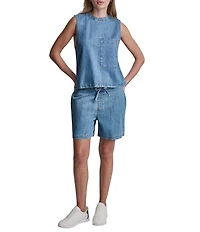DKNY Jeans by Donna Karan Coordinating Denim Crew Neck Sleeveless Zip Back Top