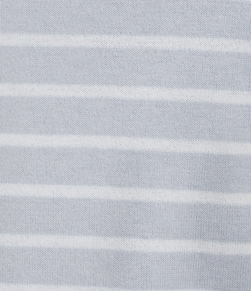 DKNY Jeans By Donna Karan Cotton Blend Stripe Crew Neck Elbow Length Puff Sleeve Scallop Trim Top