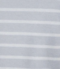 DKNY Jeans By Donna Karan Cotton Blend Stripe Crew Neck Elbow Length Puff Sleeve Scallop Trim Top
