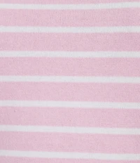 DKNY Jeans By Donna Karan Cotton Blend Stripe Crew Neck Elbow Length Puff Sleeve Scallop Trim Top