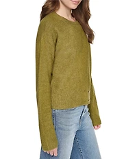 DKNY Jeans by Donna Karan Crew Neck Long Sleeve Asymmetric Button Cardigan