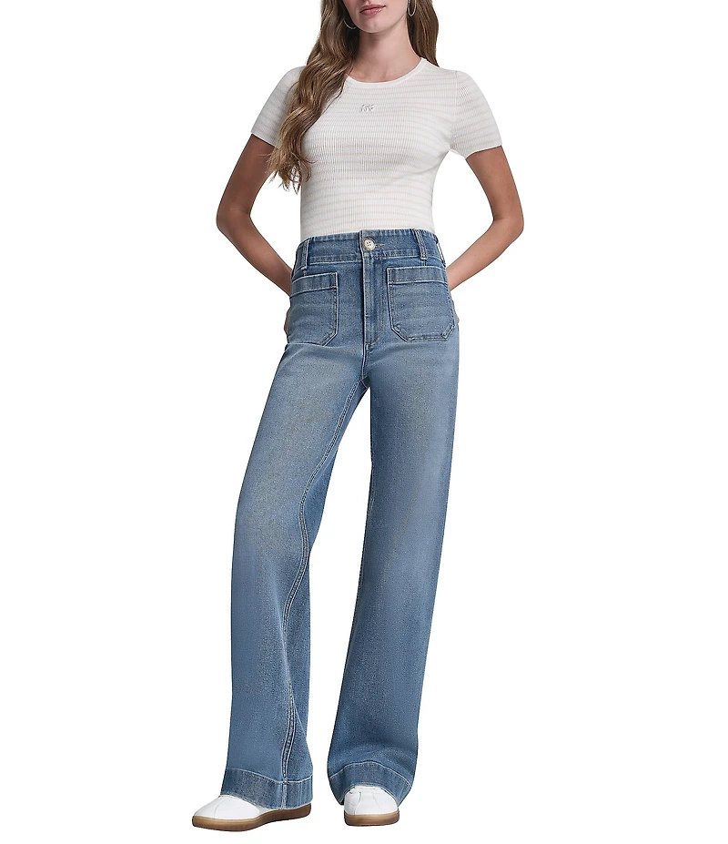 DKNY Jeans by Donna Karan Denim High Rise Wide Leg Cropped Jeans
