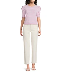 DKNY Jeans by Donna Karan Denim Rhinestone Mid Rise Straight Leg Jeans