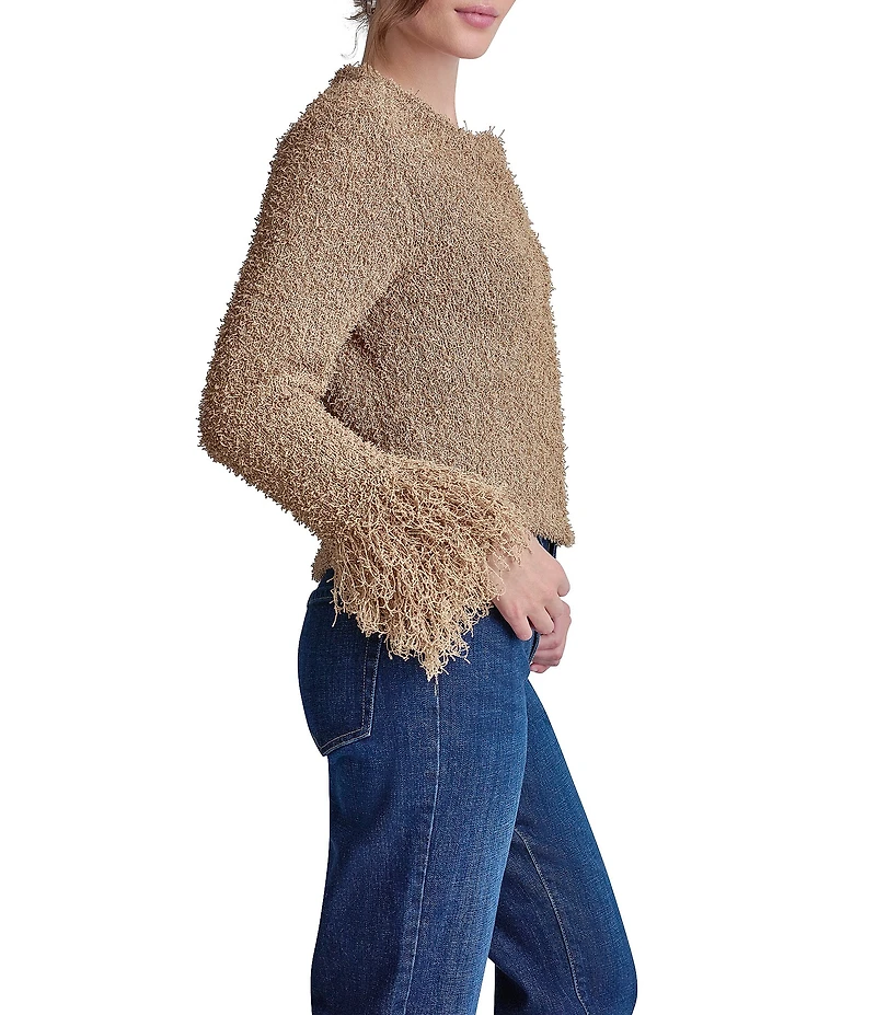 DKNY Jeans by Donna Karan Fringe Split V-Neck Long Sleeve Cardigan