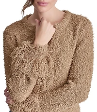 DKNY Jeans by Donna Karan Fringe Split V-Neck Long Sleeve Cardigan
