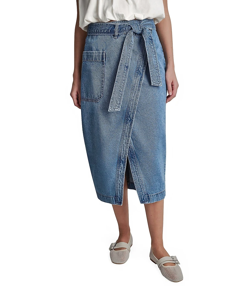 DKNY Jeans by Donna Karan High Rise Midi Wrap Skirt