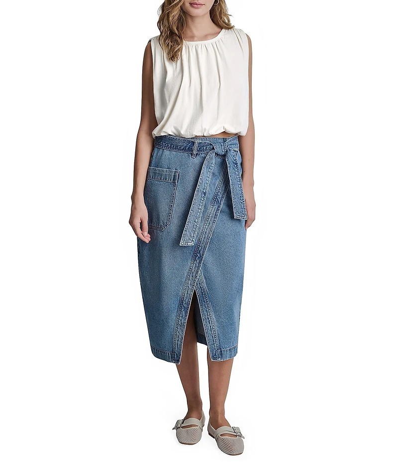 DKNY Jeans by Donna Karan High Rise Midi Wrap Skirt