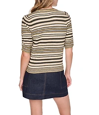 DKNY Jeans by Donna Karan Knit Stripe Crew Neck 3/4 Sleeve Top