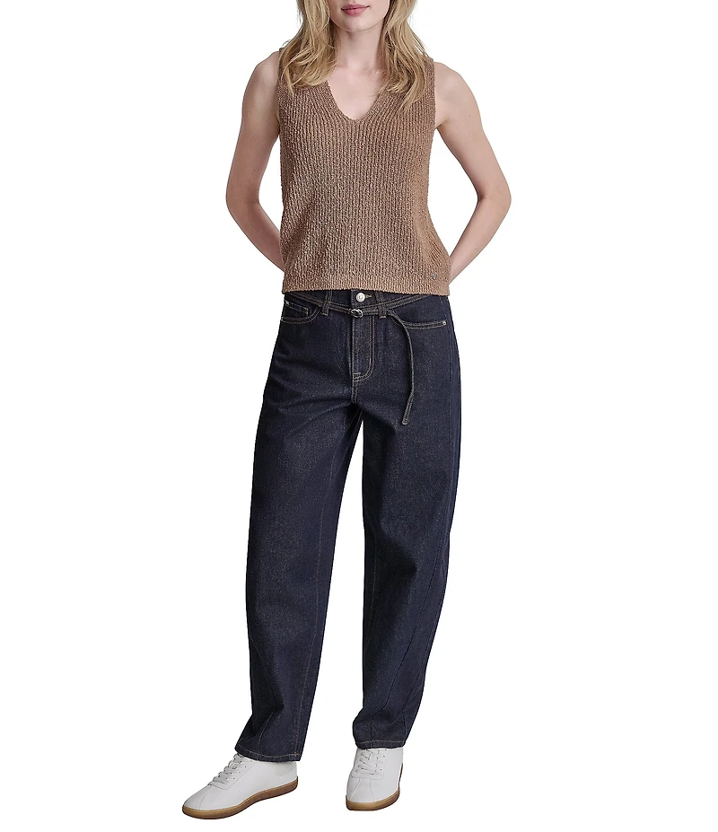 DKNY Jeans by Donna Karan Mid Rise Barrel Self-Tie Belt Jeans