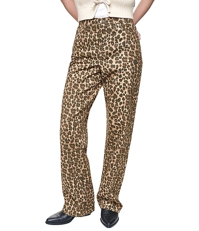 DKNY Jeans by Donna Karan Mid Rise Straight Leg Animal Print Jeans