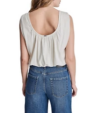 DKNY Jeans by Donna Karan U Shape Neckline Sleeveless Bubble Cropped Hem Top