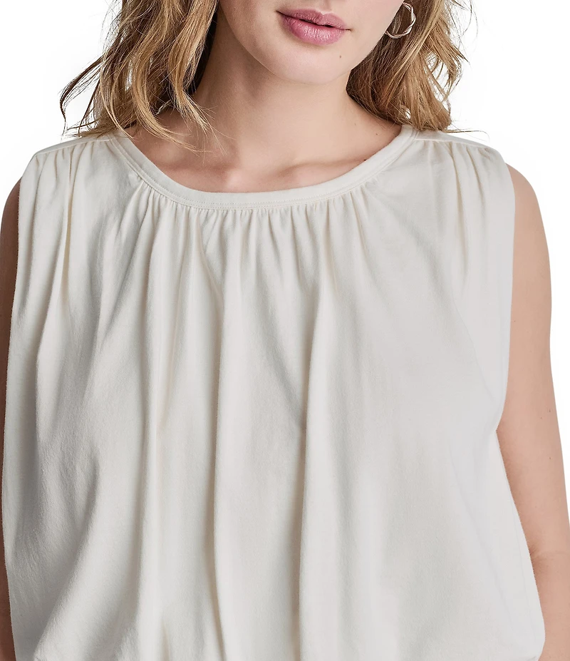 DKNY Jeans by Donna Karan U Shape Neckline Sleeveless Bubble Cropped Hem Top