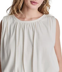 DKNY Jeans by Donna Karan U Shape Neckline Sleeveless Bubble Cropped Hem Top
