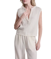 DKNY Jeans by Donna Karan V-Neck Sleeveless Lace Inset Crop Top