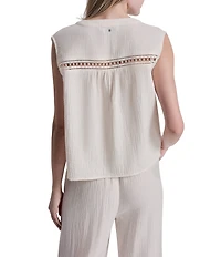 DKNY Jeans by Donna Karan V-Neck Sleeveless Lace Inset Crop Top