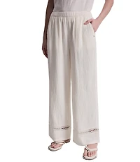 DKNY Jeans by Donna Karan Woven Mid Rise Lace Inset Pull-On Straight Leg Ankle Pants