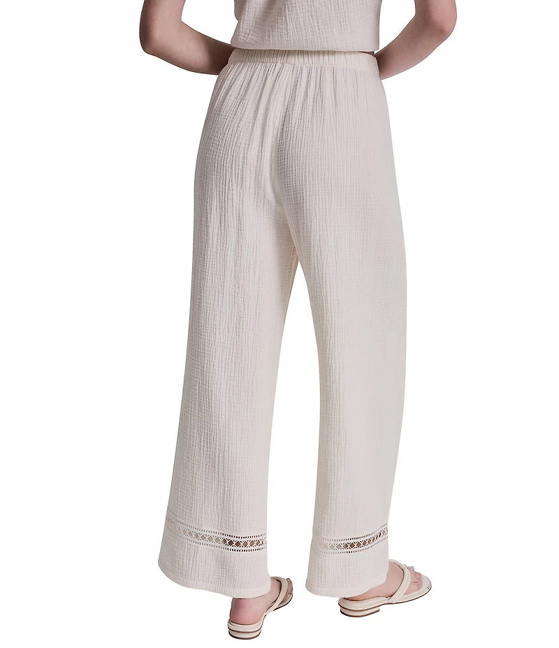 DKNY Jeans by Donna Karan Woven Mid Rise Lace Inset Pull-On Straight Leg Ankle Pants