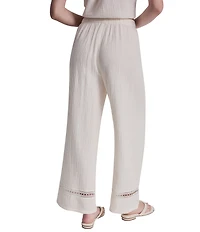 DKNY Jeans by Donna Karan Woven Mid Rise Lace Inset Pull-On Straight Leg Ankle Pants