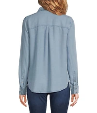 DKNY by Donna Karan Jeans Garment Dye Roll-Tab Sleeve Button Front Shirt