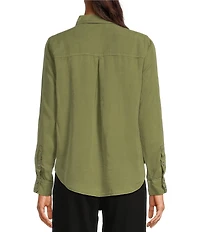 DKNY by Donna Karan Jeans Garment Dye Roll-Tab Sleeve Button Front Shirt