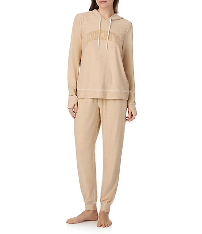 DKNY Long Sleeve Hooded Jogger Pajama Lounge Set