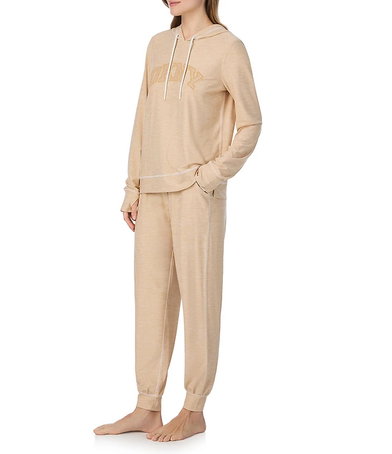 DKNY Long Sleeve Hooded Jogger Pajama Lounge Set
