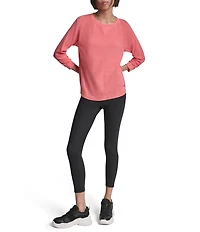 DKNY Sport by Donna Karan Mini Slub Waffle Knit Crew Neck 3/4 Ruched Sleeve Tee