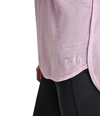 DKNY Sport by Donna Karan Mini Slub Waffle Knit Crew Neck 3/4 Ruched Sleeve Tee