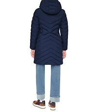DKNY Quilted Funnel Collar Hooded Zip Front Puffer Jacket