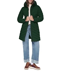 DKNY Quilted Funnel Collar Hooded Zip Front Puffer Jacket