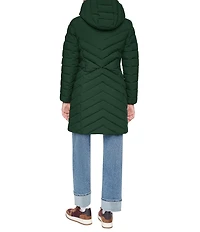 DKNY Quilted Funnel Collar Hooded Zip Front Puffer Jacket