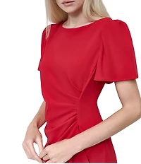 DKNY by Donna Karan Round Neck Cascading Ruffle Faux Wrap Dress