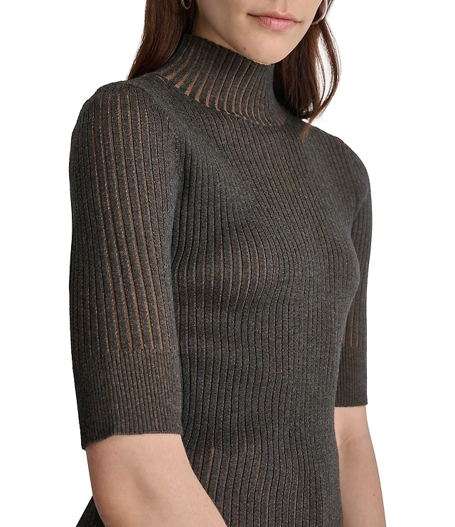 Donna Karan DKNY by Donna Karan Short Sleeve Mock Neck Ribbed Knit Top | Liberty Center Donna Karan DKNY by Donna Karan Short Sleeve Mock Neck Ribbed Knit Top | Liberty Center