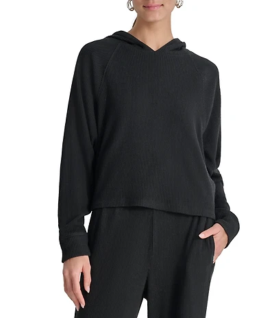 DKNY Sport by Donna Karan Brushed Rib Knit Raglan Sleeve Pullover Hoodie