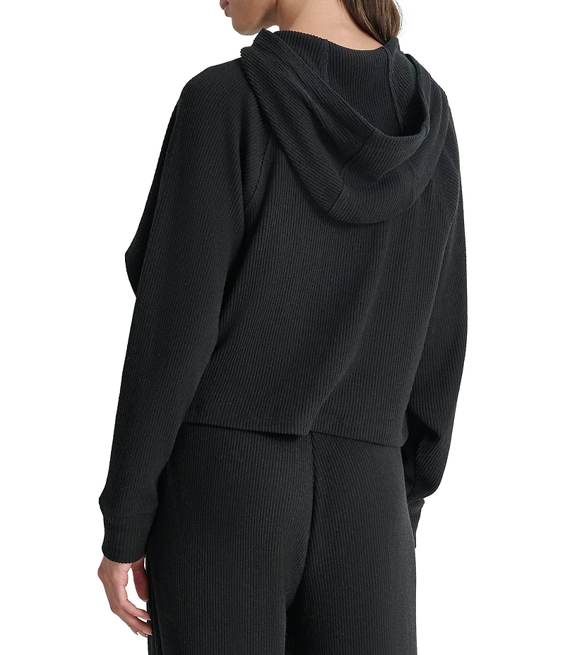 DKNY Sport by Donna Karan Brushed Rib Knit Raglan Sleeve Pullover Hoodie