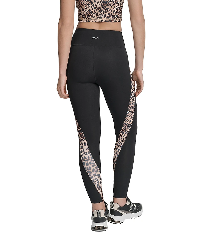 DKNY Sport by Donna Karan Cheetah Print Block Super High Waist Full Length Leggings