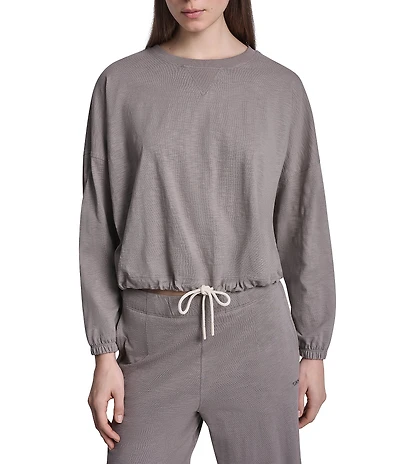 DKNY Sport by Donna Karan Coordinating Slub Knit Jersey Crew Neck Long Sleeve Pullover